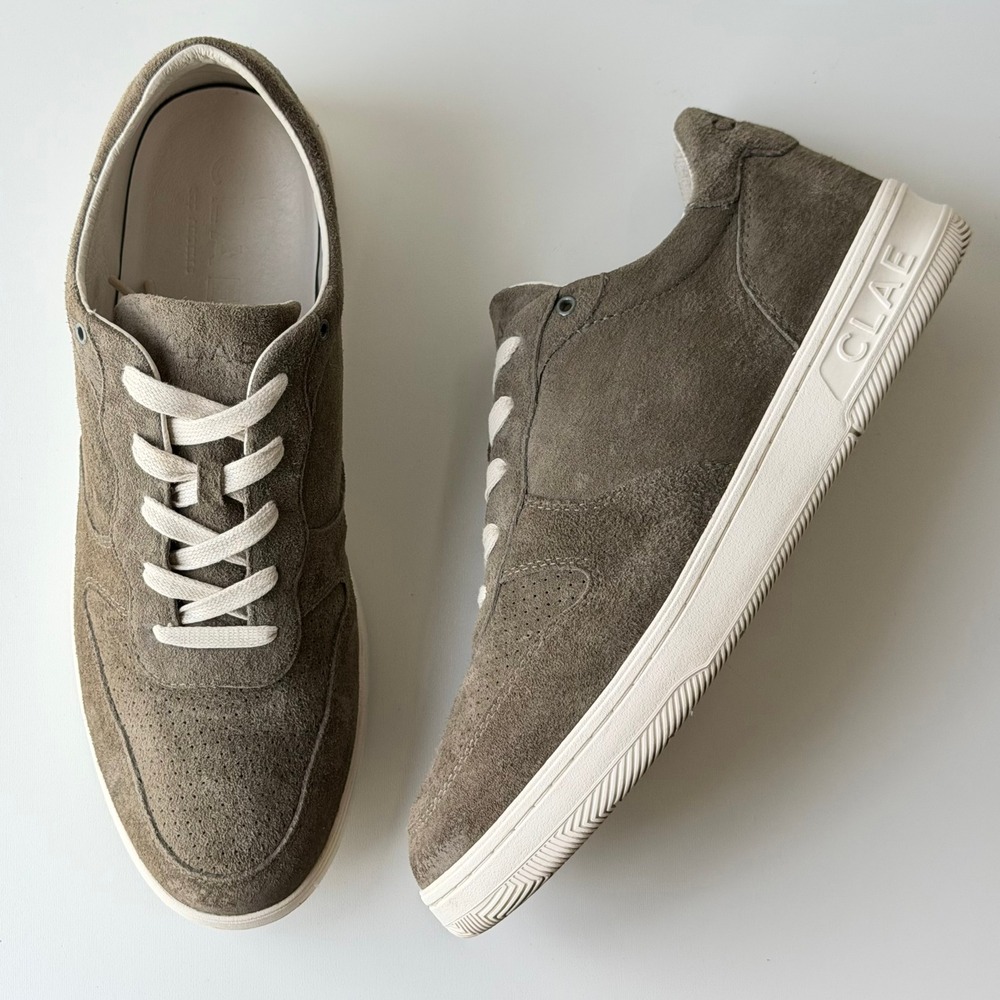 Clae LA Malone Sneakers Mens 12 Brown Suede Leather Minimalist Casual Modern‎